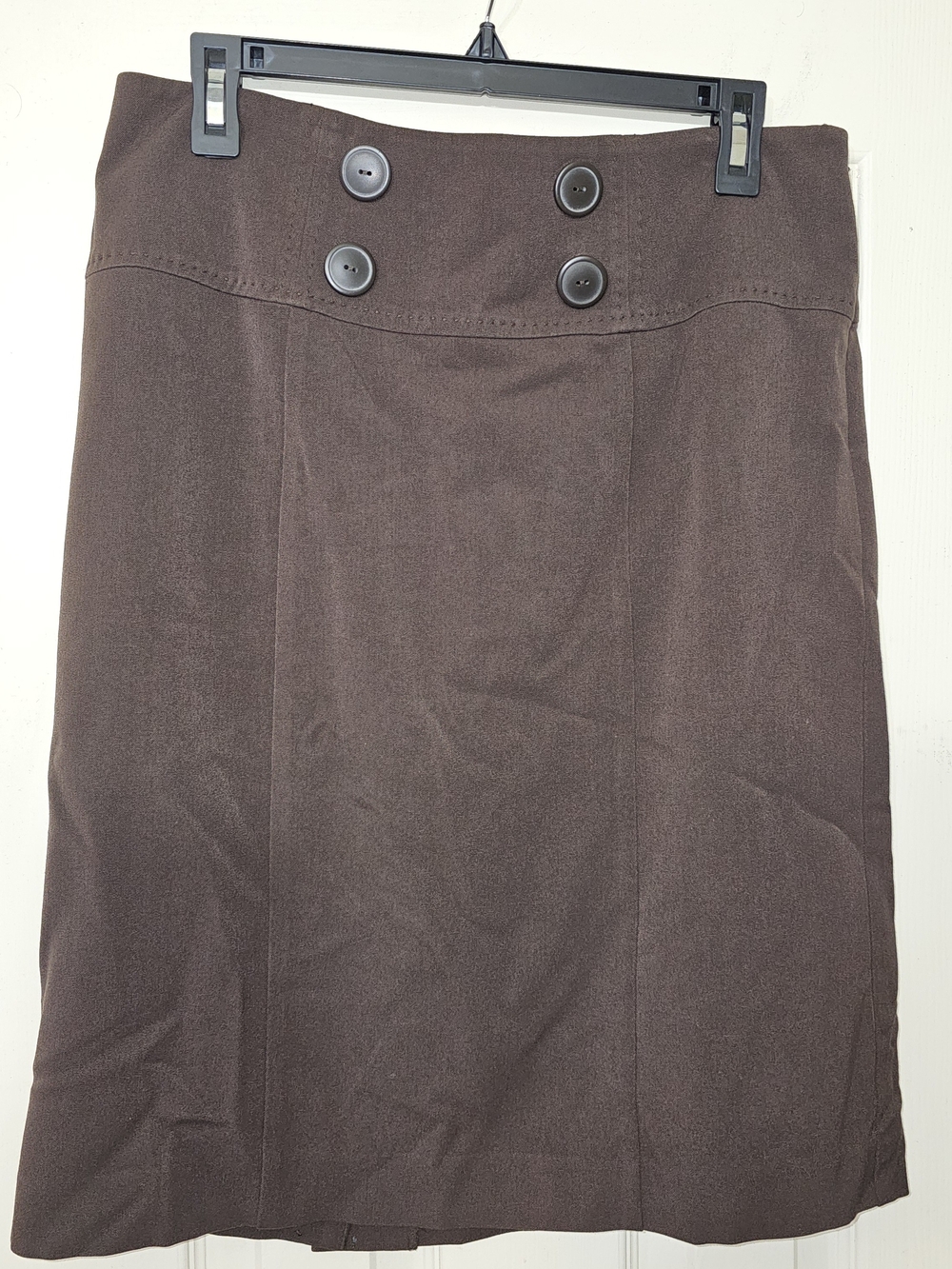 Apt. 9 Chocolate Brown A-Line Skirt with Front Button Detail
